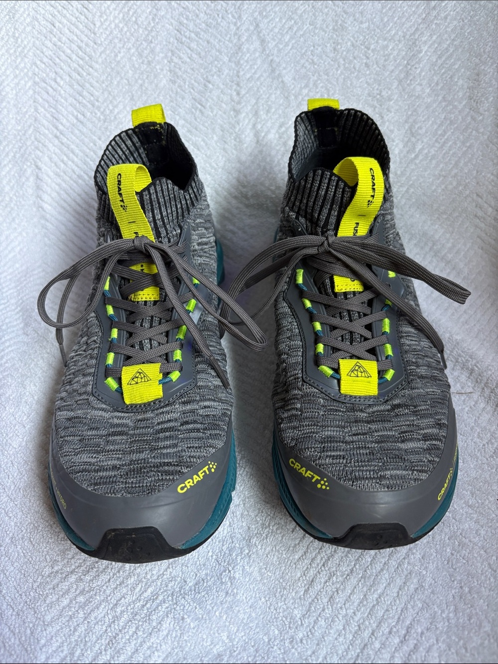 Craft Nordic Fuseknit Hydro Mid Trail Running Shoes Gray Teal Blue Neon Men’s 9